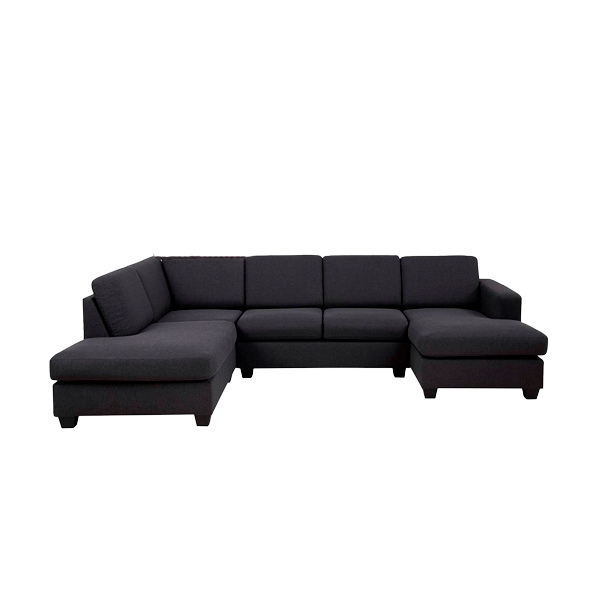 Aalborg Sofa Mørkegrå Højrevendt Mørkegrå Inkl Nakkestøtter