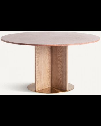 Alferce Rundt Spisebord Terrazzo Stål Fyrretræ ø150 Natur Guld Rosa Terrazzo