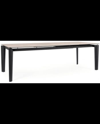 Asir Spisebord Med Udtræk Stål Keramisk Glas 180 250 100 Beige Travertin Sten