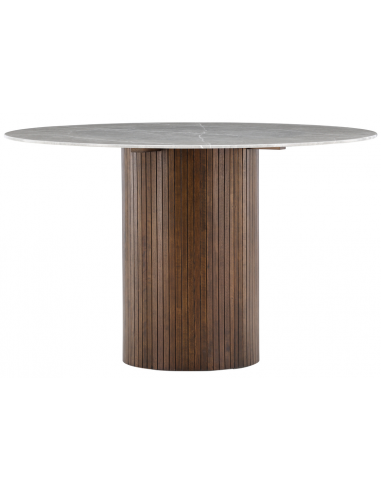 Austin Rundt Spisebord Asktræ Glas H74 ø120 Mokka Grå Marmoriseret