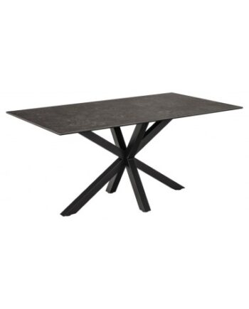 Aven Spisebord Stål Keramik H75 160 Sort Gråsort Stenlook
