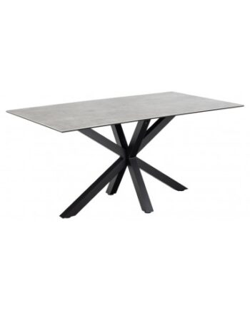 Aven Spisebord Stål Keramik H75 160 Sort Gråt Stenlook