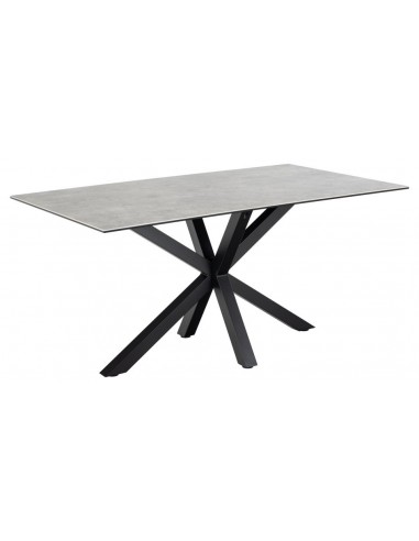 Aven Spisebord Stål Keramik H75 160 Sort Gråt Stenlook