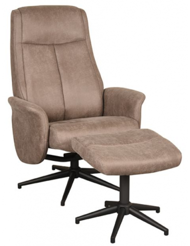 Bergen Rotrbar Lænestol Med Skammel Metal Microfiber Polyester H105 Sort Taupe