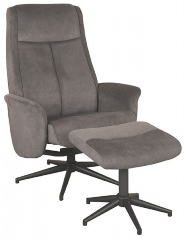 Bergen Rotrbar Lænestol Med Skammel Metal Polyester H105 Sort Antracit