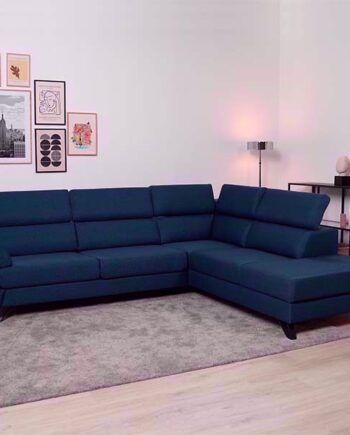 Billund Open End Sofa  Blå Stof Justerbar Nakkestøtte