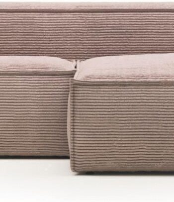 Chaiselong Sofa Højrevendt Kave Home Blok 240x174 Lyserød Corduroy Stof