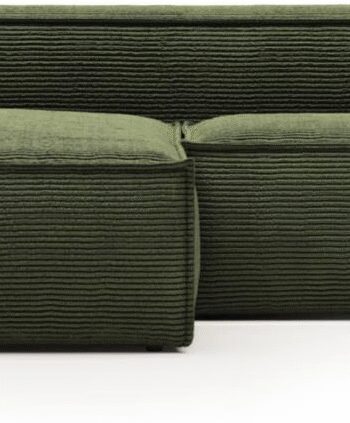 Chaiselong Sofa Kave Home Blok Fløjl Grøn Venstrevendt 240x174