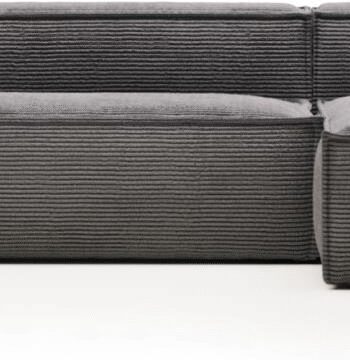 Chaiselong Sofa Kave Home Blok Grå Fløjl Højrevendt H69b174l330cm