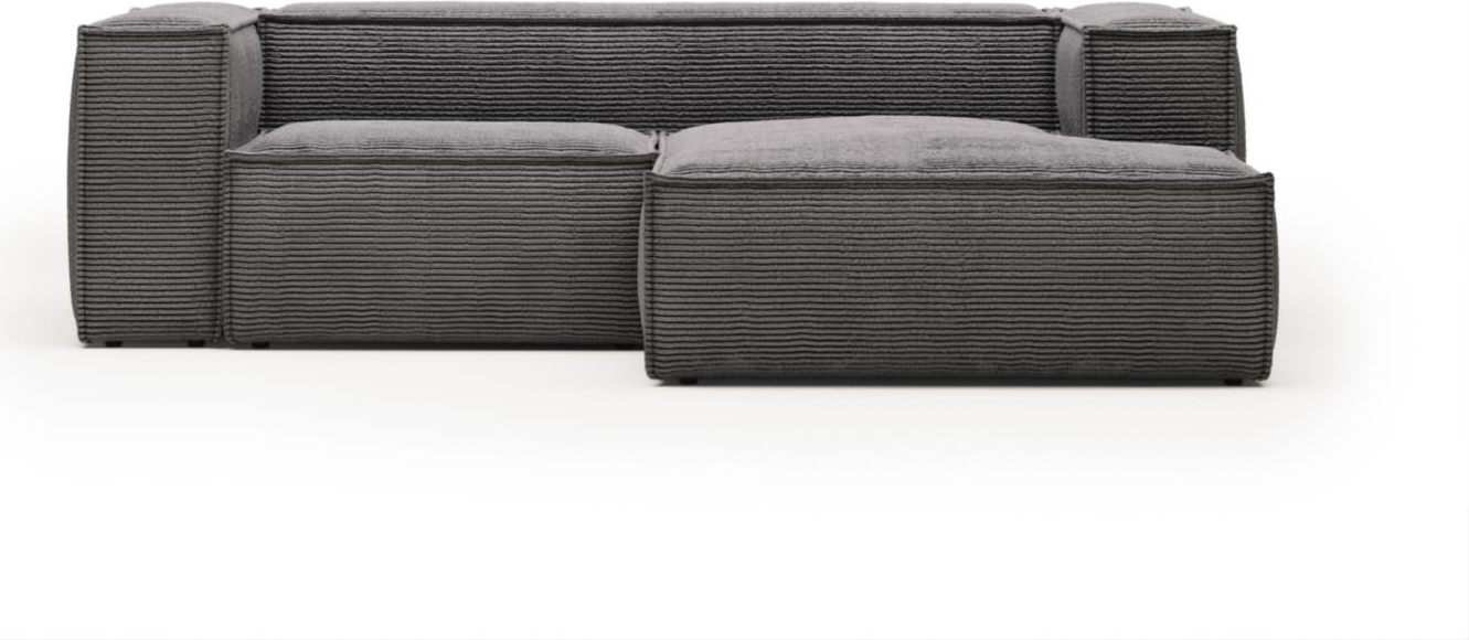Chaiselong Sofa Kave Home Blok Højrevendt Grå Stof 240x174
