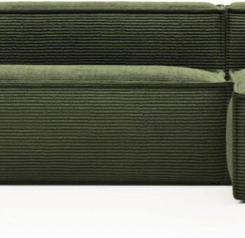 Chaiselong Sofa Kave Home Blok Højrevendt Personers Grøn Corduroy Polstret Stof