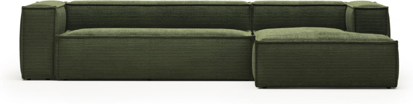 Chaiselong Sofa Kave Home Blok Højrevendt Personers Grøn Corduroy Polstret Stof