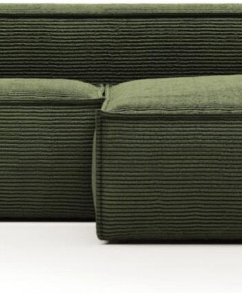 Chaiselong Sofa Kave Home Blok Højrevendt Polstret Corduroy 240x174 Grøn