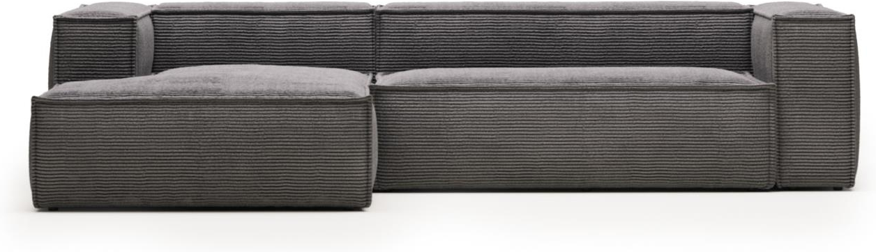 Chaiselong Sofa Kave Home Blok Personers Venstrevendt Grå Fløjl 300x174