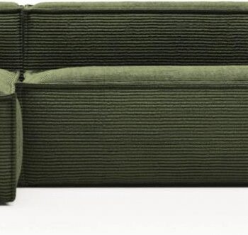 Chaiselong Sofa Kave Home Blok Venstrevendt Grøn Fløjl Bredribset Corduroy 330x174