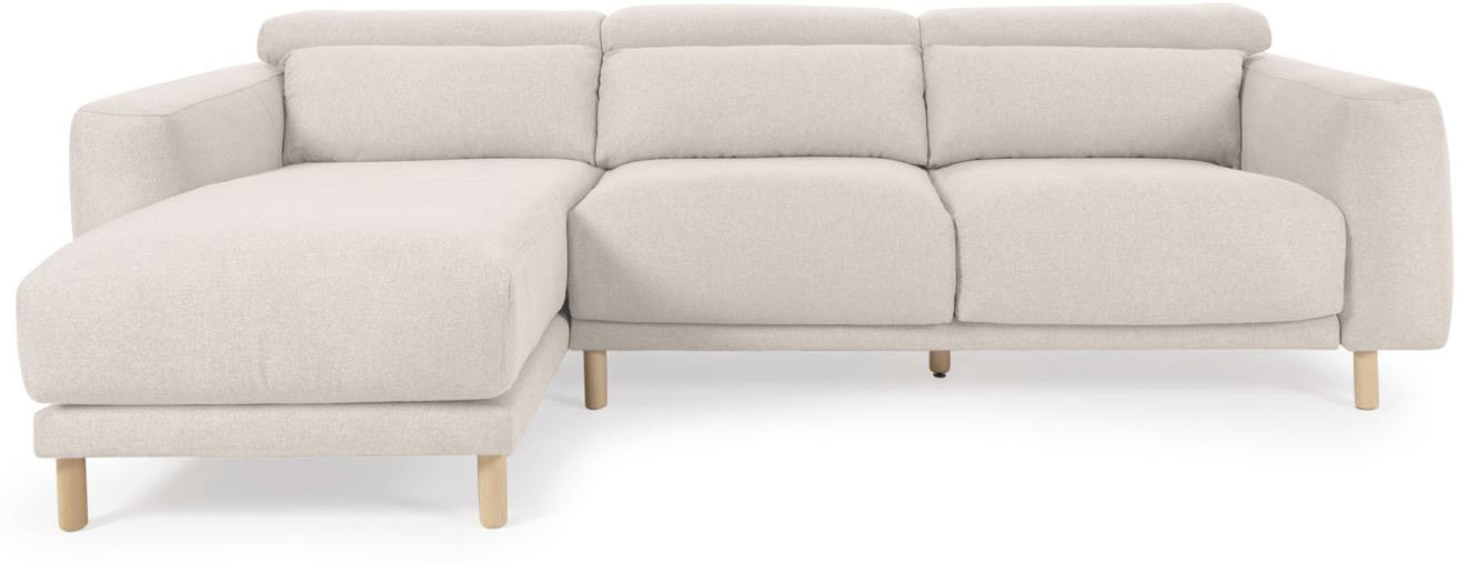 Chaiselong Sofa Kave Home Singa Venstrevendt Råhvid Polstret Stof Nordisk Moderne 296x180x98