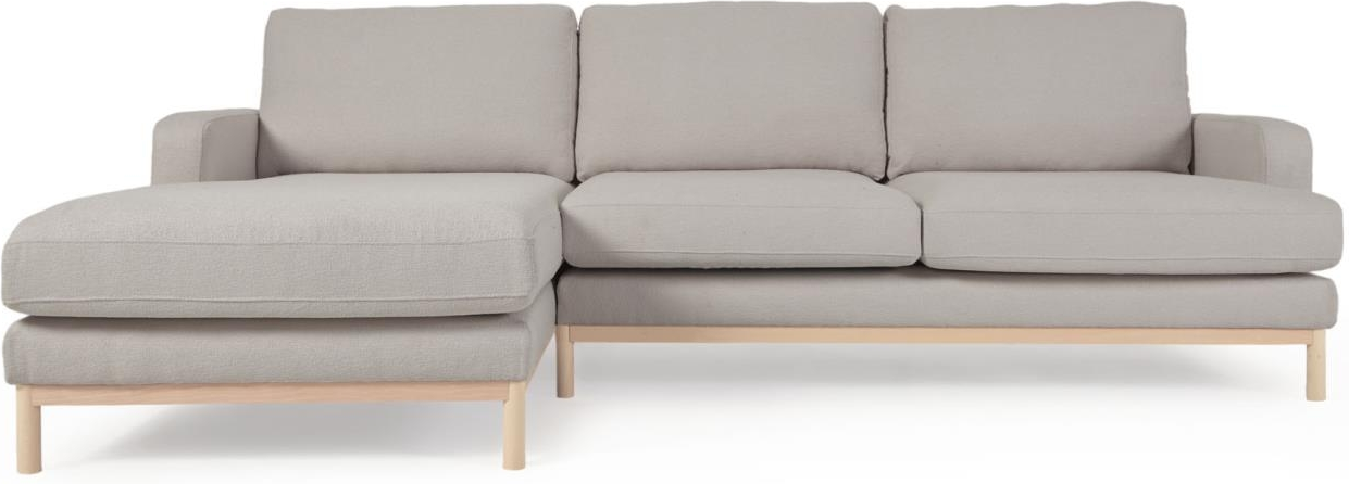 Chaiselong Sofa Personers Venstrevendt Kave Home Mihaela Grå Bæredygtig Mikro Boucl