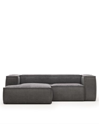 Chaiselong Sofa Venstrevendt Kave Home Blok Fløjl Grå 240x174
