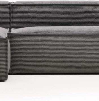 Chaiselong Sofa Venstrevendt Kave Home Blok Fløjlssofa Grå 330x174x69
