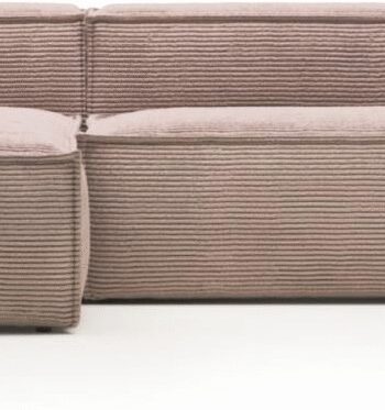 Chaiselong Sofa Venstrevendt Kave Home Blok Lyserødt Fløjl