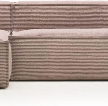 Chaiselong Sofa Venstrevendt Kave Home Blok Personers Fløjlsstof Lyserød Nordisk Design