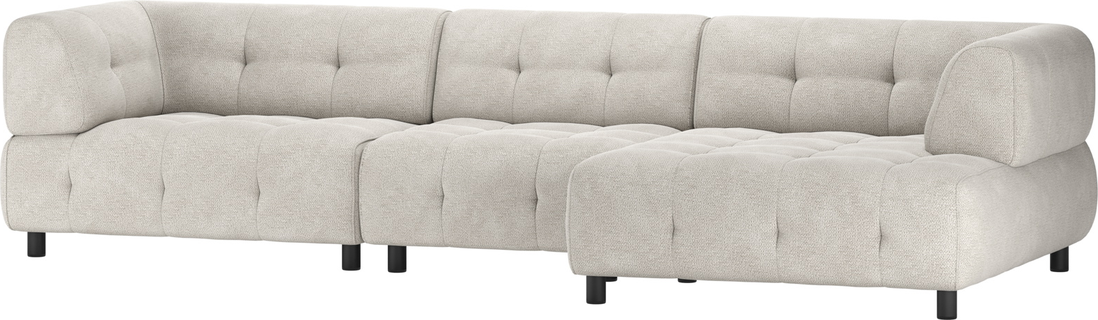 Chaiselong Sofa Woood Louis Højrevendt Lysegrå Chenille L334xb120xh73
