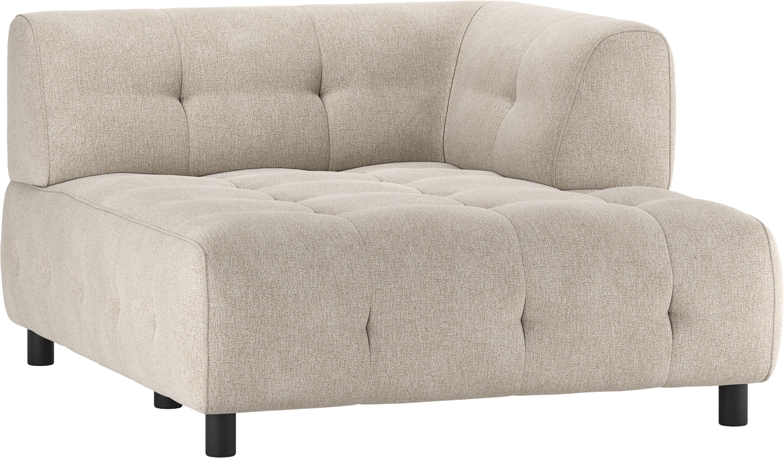 Chaiselong Sofa Woood Louis Pers Modulær Højre Armlæn Lysegrå Fladvævet