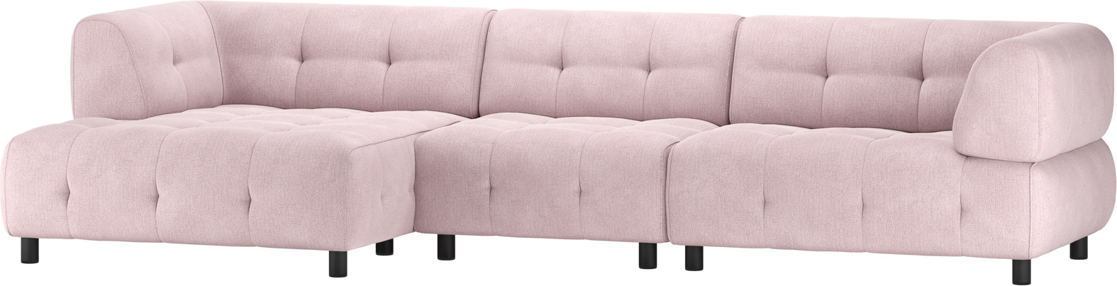 Chaiselong Sofa Woood Louis Venstrevendt Lyserød 334x90 120 Fladvævet Polyester