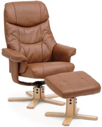 Cozy Lænestol Med Fodskammel Læder Pvc H111 Natur Cognac