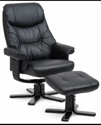 Cozy Lænestol Med Fodskammel Læder Pvc H111 Sort Sort
