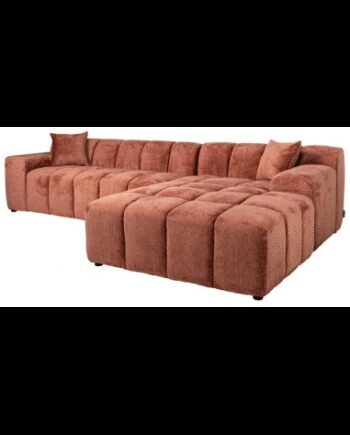 Cube Højrevendt Chaiselong Sofa Chenille 325 195 Rødrosa