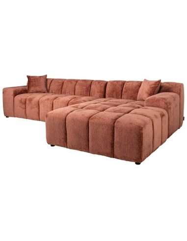 Cube Højrevendt Chaiselong Sofa Chenille 325 195 Rødrosa