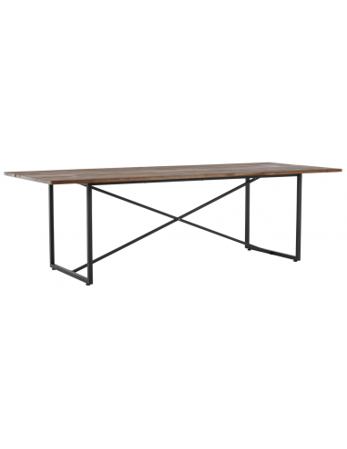 Dang Spisebord Stål Teaktræ 250 100 Sort Rustik Brun