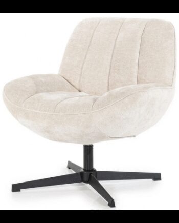 Derby Rotrbar Lænestol Metal Polyester H80 Sort Beige