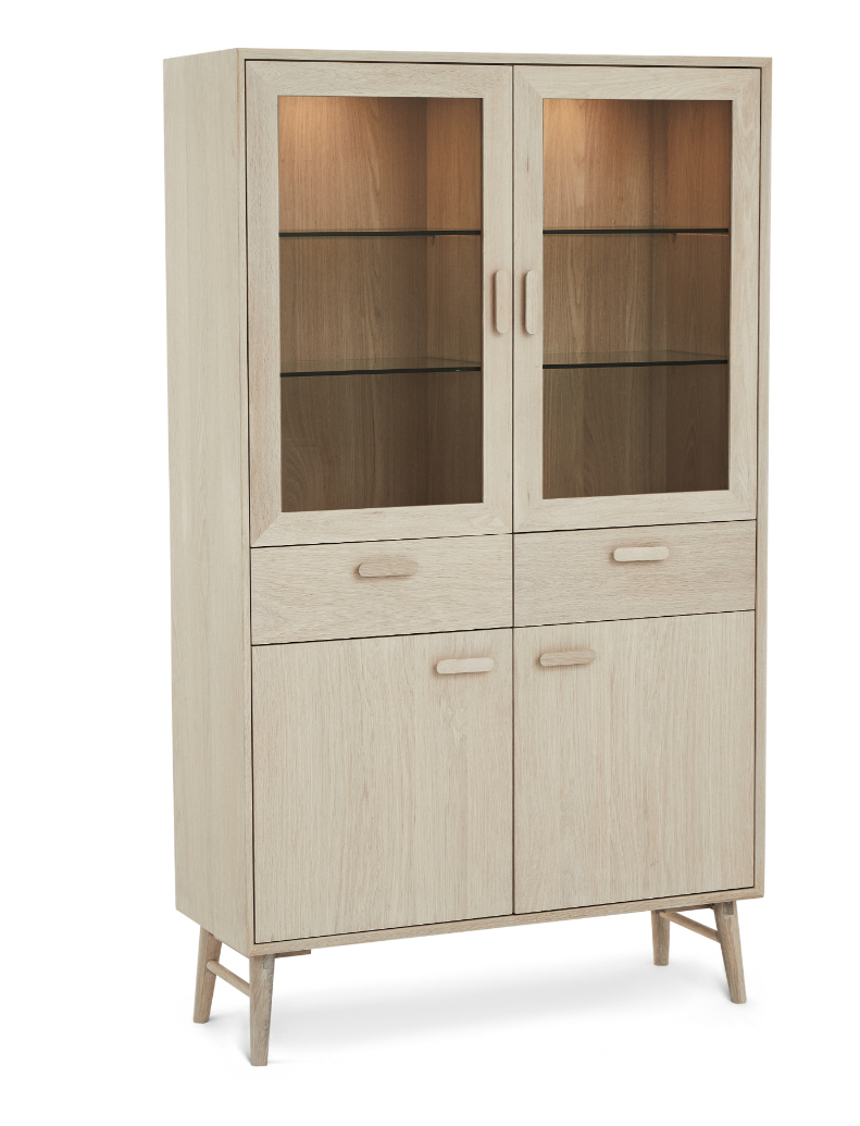 Egeskov Vitrineskab Hvidolieret Ege Finr 187 110 Med Soft Close Indbygget Led Lys