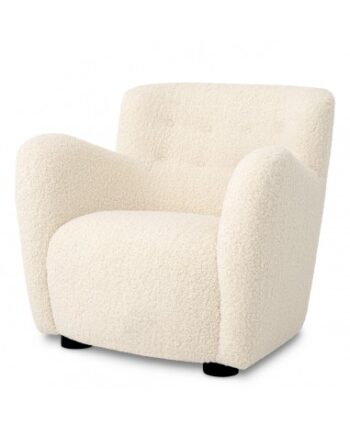 Eichholtz Bixby Lænestol Træ Faux Shearling H80 Sort Cremehvid