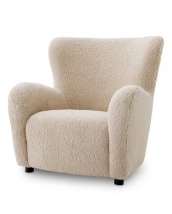 Eichholtz Svante Lænestol Træ Teddy Plys Polyester H97 Sort Creme