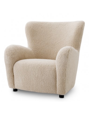 Eichholtz Svante Lænestol Træ Teddy Plys Polyester H97 Sort Creme