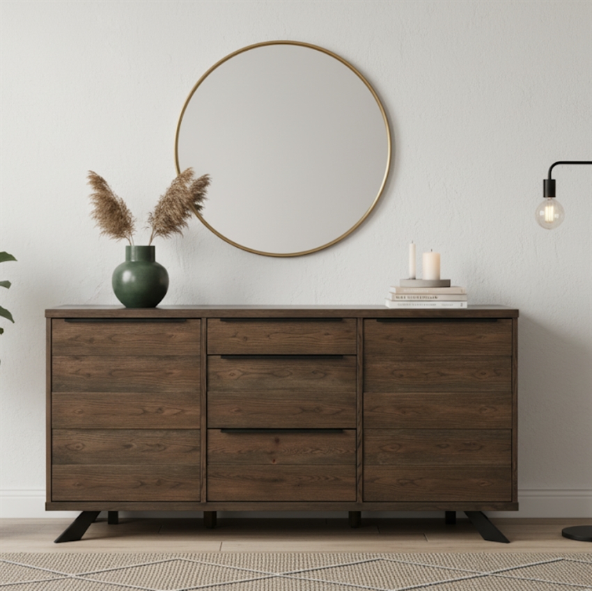 Elegance Skænk Tre Sektioner Røget Finish