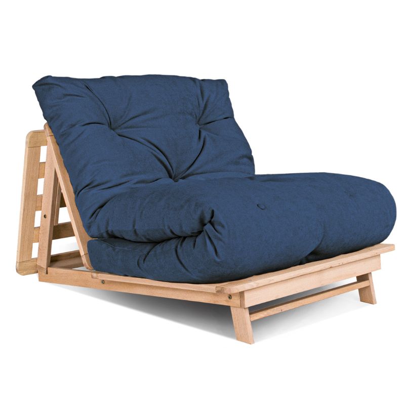 Foldbar Lænestol Massiv Bøgetræ 115 200x90x67 Flere Farver Ubehandlet Blå