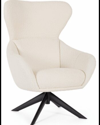 Hailey Lænestol Boucl Polyester H110 Sort Cremehvid