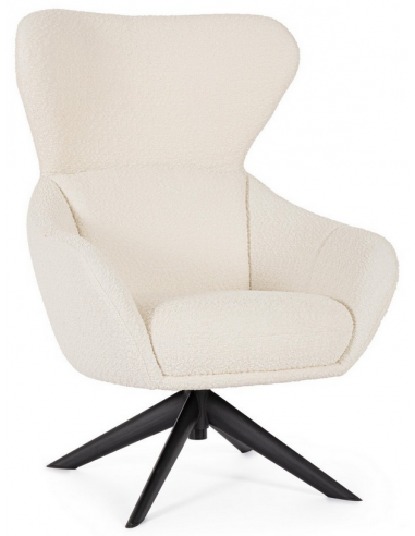 Hailey Lænestol Boucl Polyester H110 Sort Cremehvid