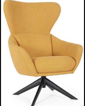 Hailey Lænestol Boucl Polyester H110 Sort Sennepsgul