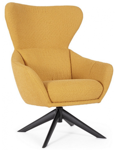 Hailey Lænestol Boucl Polyester H110 Sort Sennepsgul