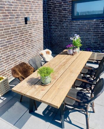 Havebord Genbrugsplanker  Sort Stålstel  140