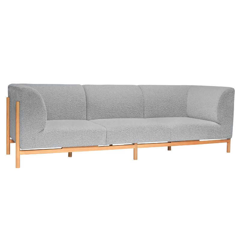 Hbsch Moment Personers Sofa Egetræ Grå Polsterstof 257x89x80