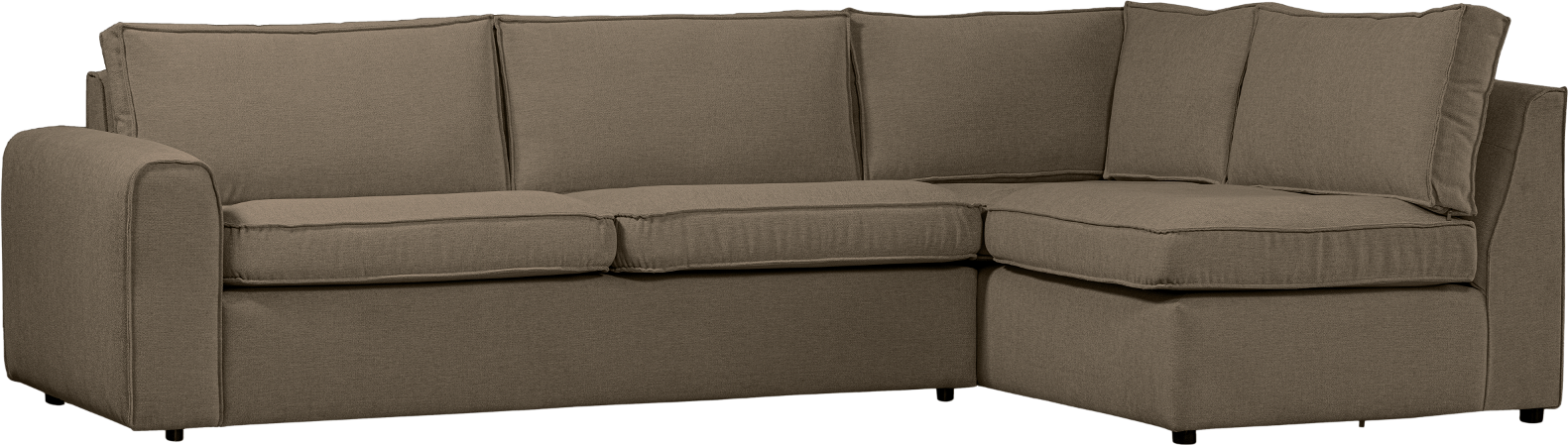 Hjørnesofa Højrevendt Woood Freek Mørkt Sand Komfortabel Sofa Vævet Polyester