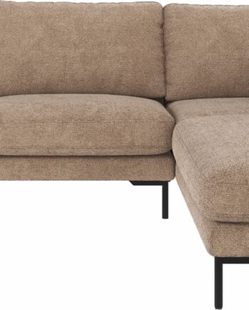 Hjørnesofa Rowico Corwin Sofa Højrevendt Grå Beige Stof Robin 109 Med Sorte Metalben 83x266x226
