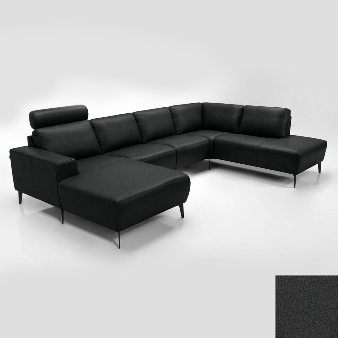Hjort Knudsen Napoli Sofa Semianilin Læder Semianalin 313 Anthracite