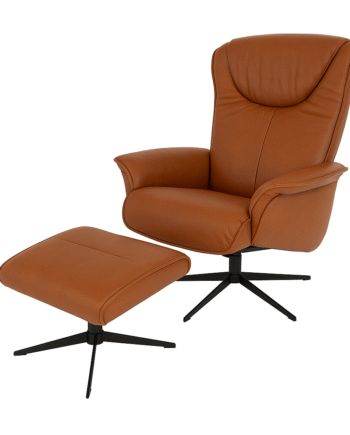 Hjort Knudsen Paris Lænestol Inkl Skammel Cognac Læder Madras 276 Cognac